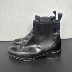 Triver Flight Black Leather Chelsea Boots Womens Size 37 EU 7 US Ankle Slip On